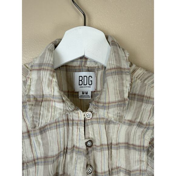 BDG Oliver Slouchy Check Babydoll Women’s Plaid Shirt Size M - Picture 5 of 12